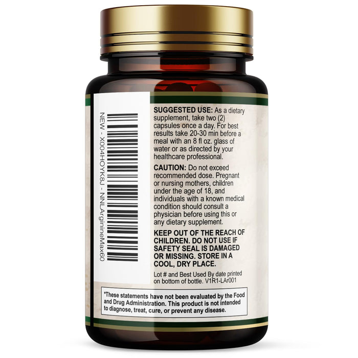 Nitric Oxide Formula with L-Arginine + Citrulline – 1000mg – 60 Capsules