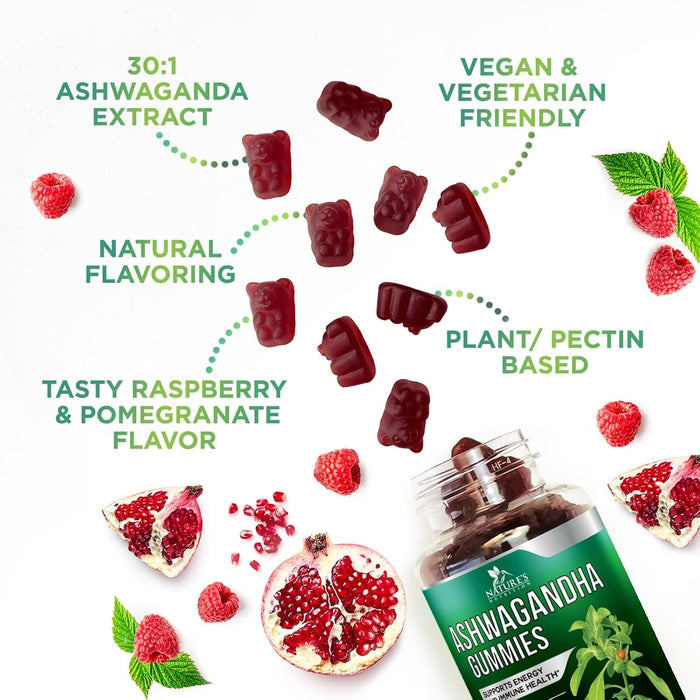Ashwagandha Gummies for Women & Men - 3000mg Equivalent, Best Ashwagandha Supplement for Natural Stress Support, Energy & Immune Support, Vegan Ashwa Root Extract Supplements Calm Gummy - 60 Count