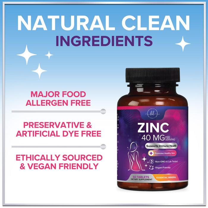 Zinc – 40mg – 60 Tablets