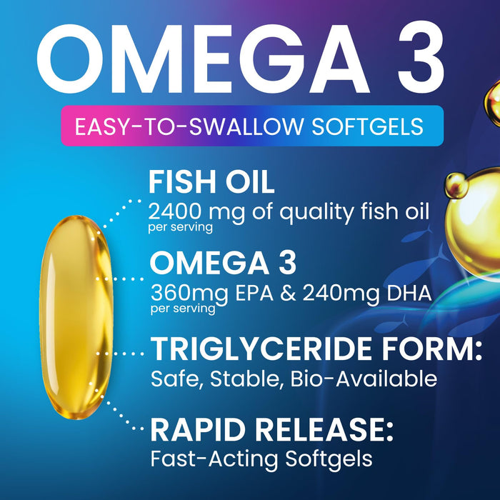Omega-3 Fish Oil – 2400mg – 60 Softgels