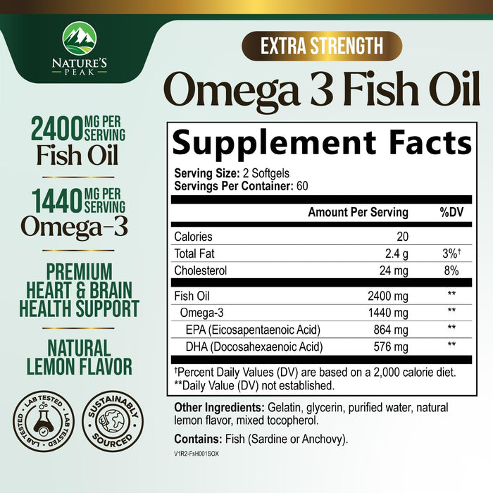 Omega-3 Fish Oil – 2400mg – 120 Softgels