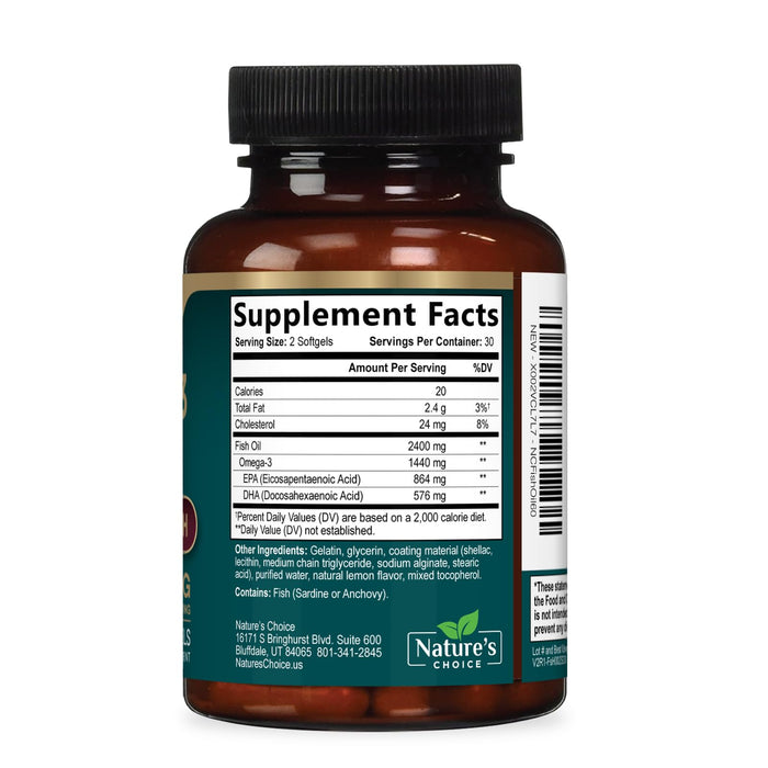 Omega-3 Fish Oil – 2400mg – 60 Softgels
