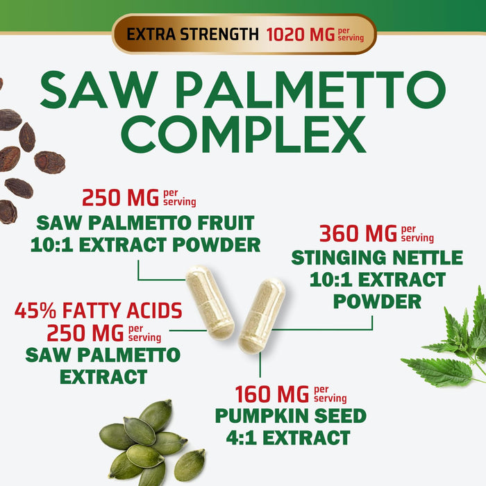 Saw Palmetto for Men 1000MG Prostate Health – 60 Capsules