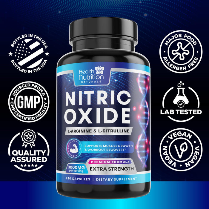 Nitric Oxide Formula with L-Arginine + Citrulline – 240 Capsules