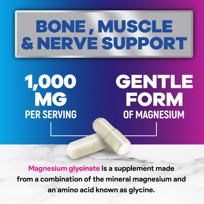 Magnesium Glycinate Pure 1000 mg Chelated – 60 Capsules