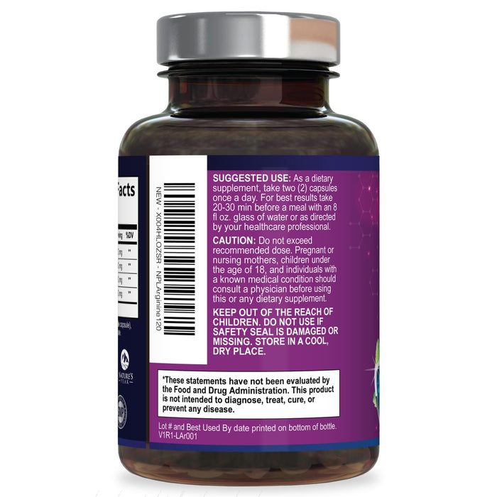 Nitric Oxide Formula with L-Arginine – 1000mg – 120 Capsules