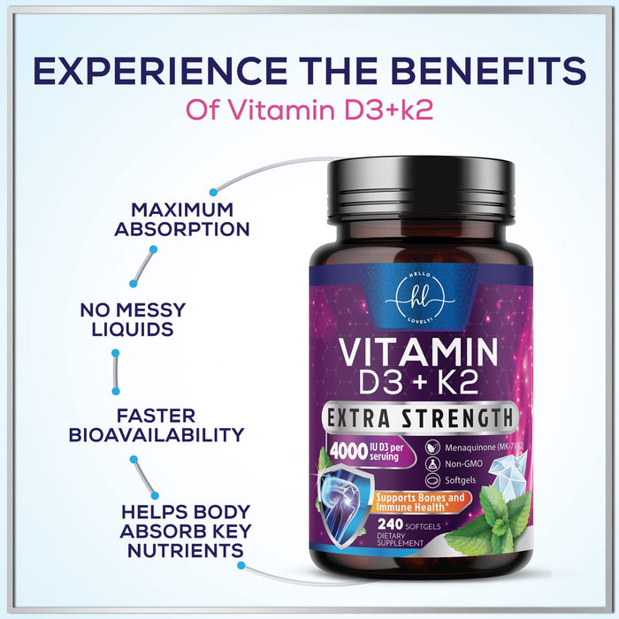 Vitamin D3 K2 – 5000 IU – 240 Softgels