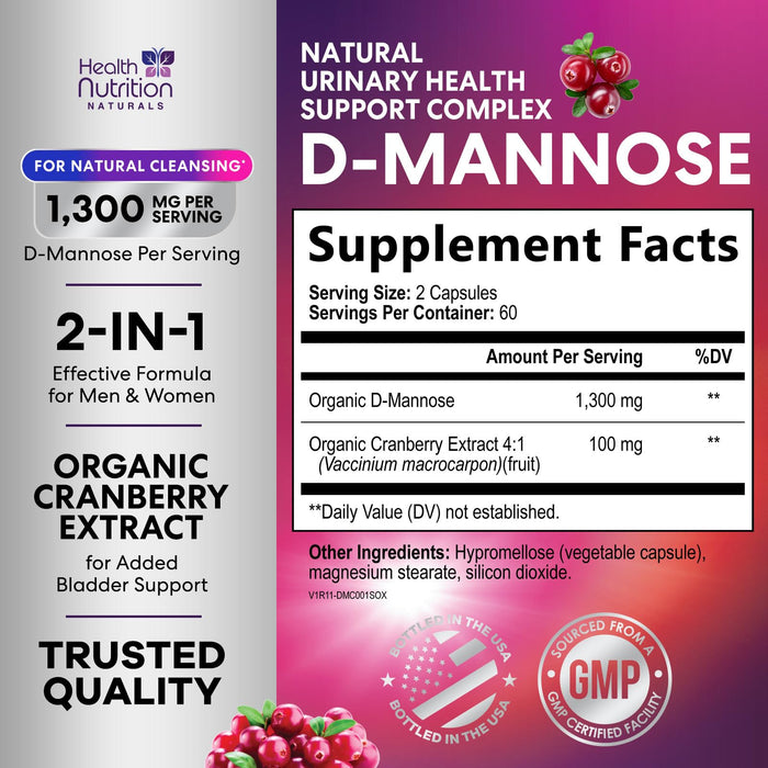D-Mannose 1,000mg – 120 Capsules