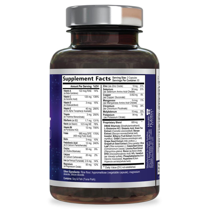 Brain & Focus Nootropic Formula – 120 Capsules
