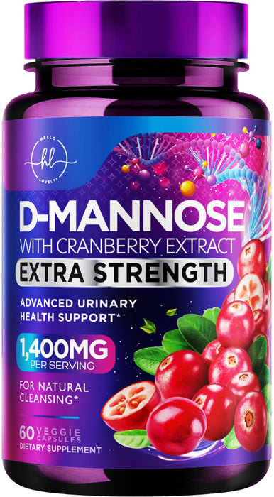 D-Mannose 1300mg with Cranberry - Urinary Tract Support - 60 Capsules