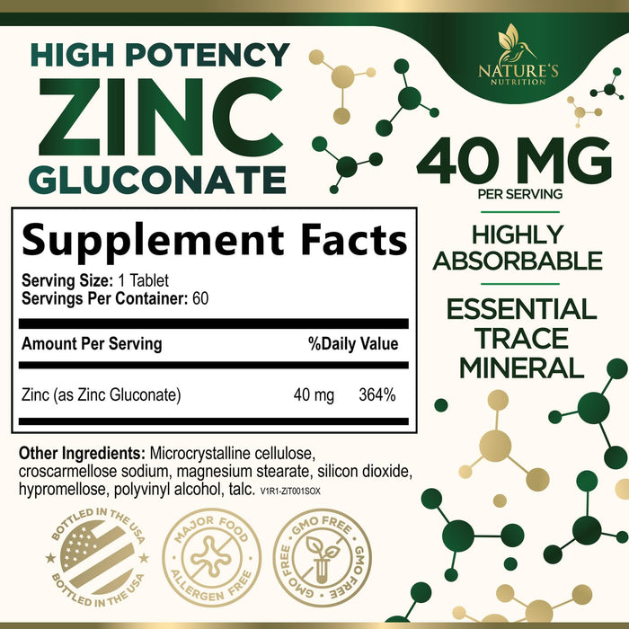 Zinc 40mg – 60 Tablets