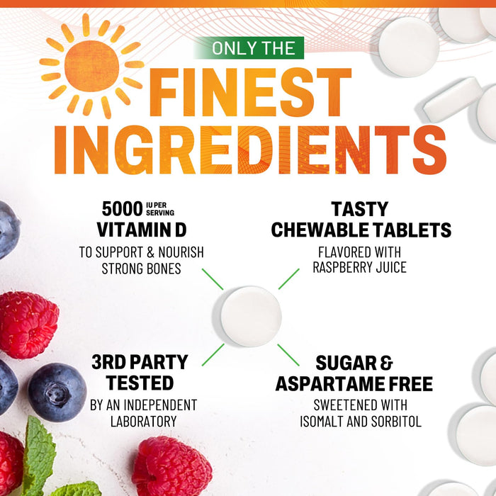 Vitamin D3 5000iu (125 mcg) – 60 Chewable Tablets