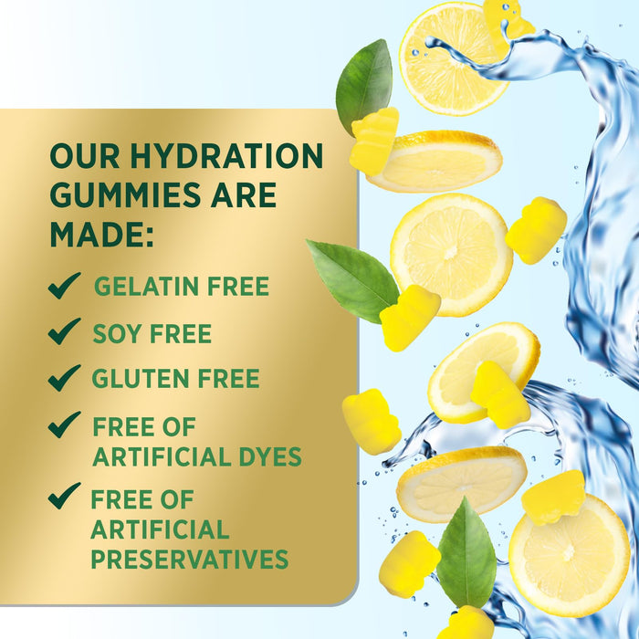 Hydration Electrolyte Gummies - Daily Liquid Replenisher Gummy - Electrolyte Multiplier with Minerals, Potassium & Real Salt - Vegan, Non-GMO - Tasty Lemon Flavor Hydration Electrolytes - 120 Gummies