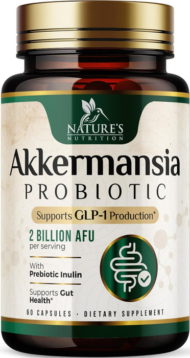 Akkermansia Probiotic Supplement with Prebiotic Inulin Fiber - Support GLP-1 Production, Akkermansia Muciniphila Probiotic Supplement for Gut & Digestive Health Support for Women & Men