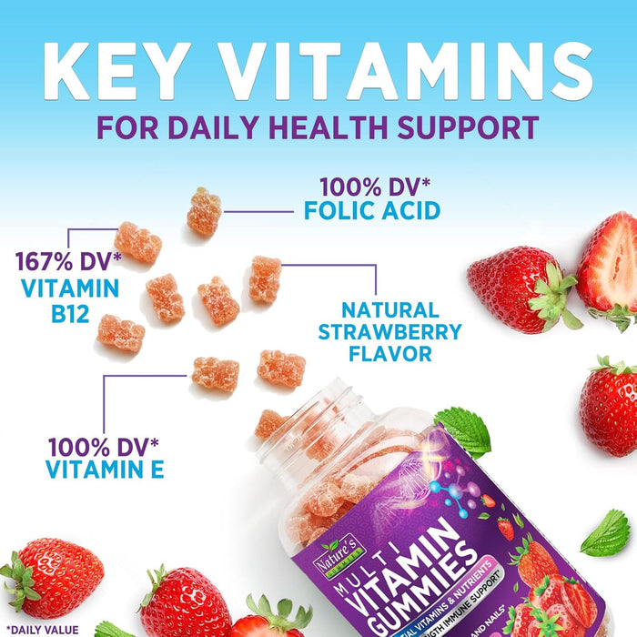 Adult Multivitamin Gummies Extra Strength - Daily Gummy Vitamin Supplement for Adults, Immune Support, Gummy with Vitamins A, C, D, E, B6, B12, Zinc and More for Women & Men, Berry Flavor - 60 Count