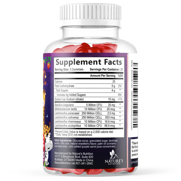 Probiotics for Kids Digestive Health – 5 Billion CFU – 60 Gummies