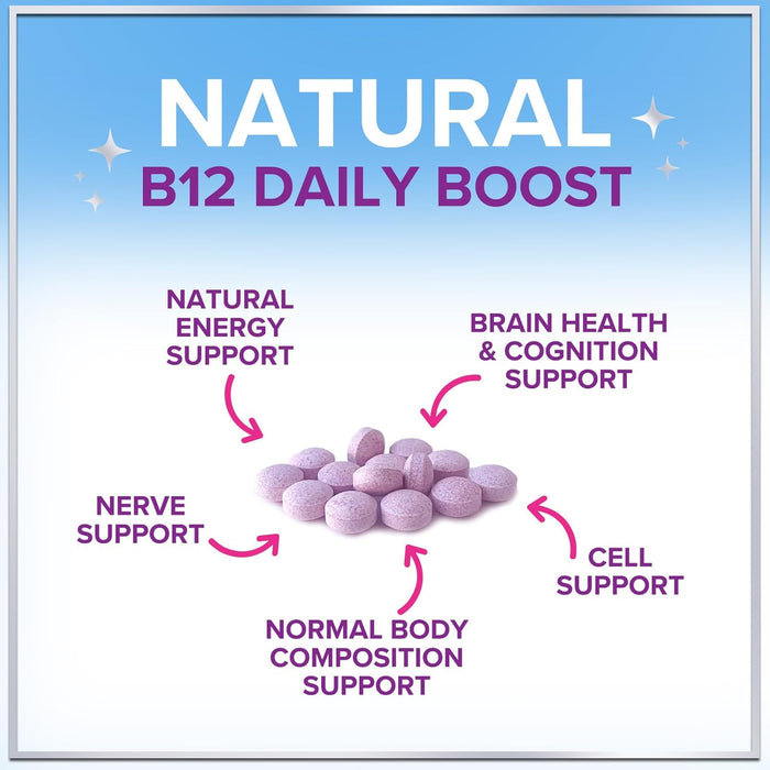 B 12 Vitamin Chewables 1000 mcg - B12 Complex with Heart & Nerve Energy Health Support - Vitamin B-12 Complex for Adults with Immune Health Support - Gluten & Dairy Free