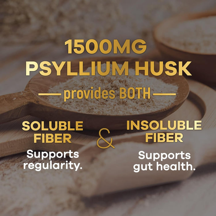 Nature's Nutrition - Psyllium Husk Capsules 1450mg, Non-GMO Gluten Free Digestive Support Natural Fiber Supplement