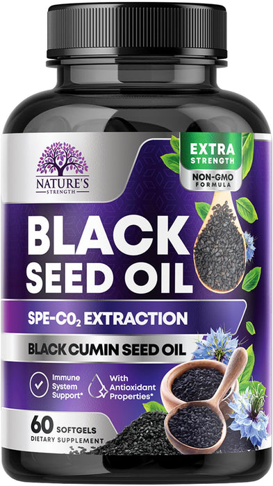 Black Seed Oil Capsules 1000mg with Thymoquinone – 60 Softgels