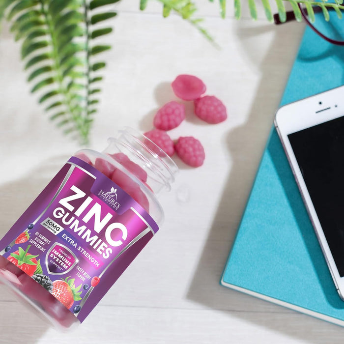 Zinc Gummies - 50mg - Extra Strength Immune Health Support Gummy & Antioxidant Supplement, Dietary Supplement Zinc Vitamin, Vegan, Non-GMO and Gluten Free Formula, Berry Flavor