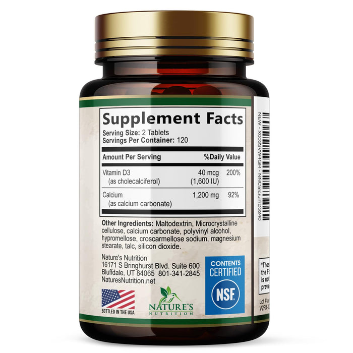Calcium 1200 mg with Vitamin D3 – 240 Tablets