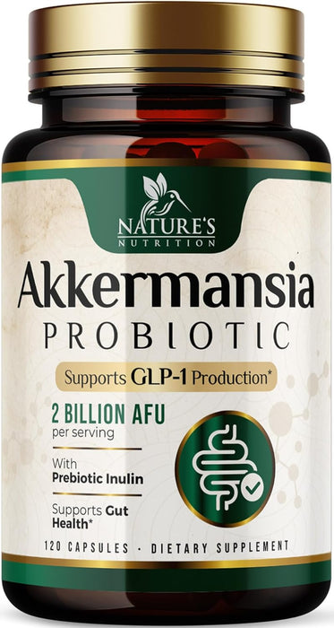 Akkermansia Probiotic Supplement with Prebiotic Inulin Fiber - Support GLP-1 Production, Akkermansia Muciniphila Probiotic Supplement for Gut & Digestive Health Support for Women & Men