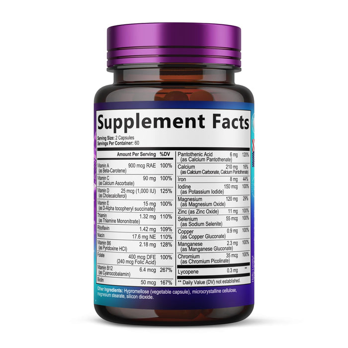Multivitamin for Women - 3X Strength Daily Women Multivitamin, Vitamins A, D, C, E, Biotin, Folic Acid, Calcium, & Iron, Complete Multi Vitamin for Beautiful Hair & Skin, Bottled in USA, 120 Capsules