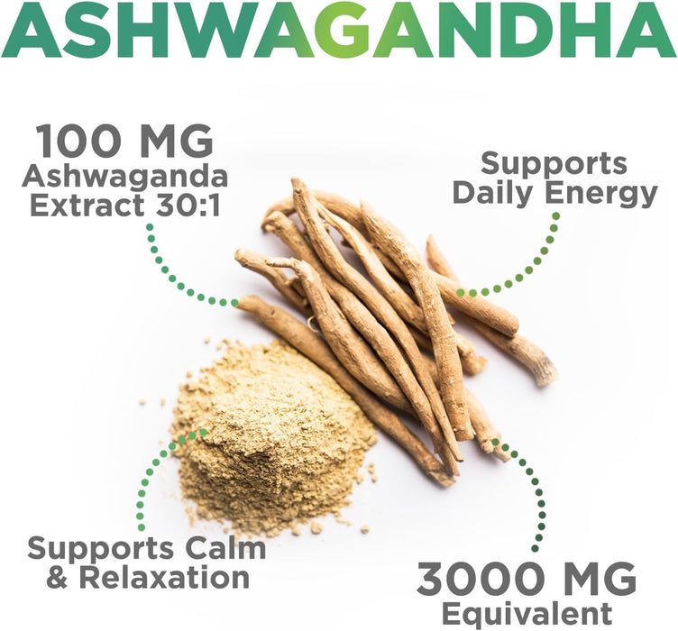 Ashwagandha Gummies for Women & Men - 3000mg Equivalent, Best Ashwagandha Supplement for Natural Stress Support, Energy & Immune Support, Vegan Ashwa Root Extract Supplements Calm Gummy - 60 Count
