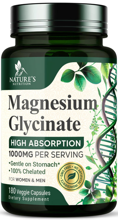 Magnesium Glycinate 1000mg Per Serving – 180 Capsules