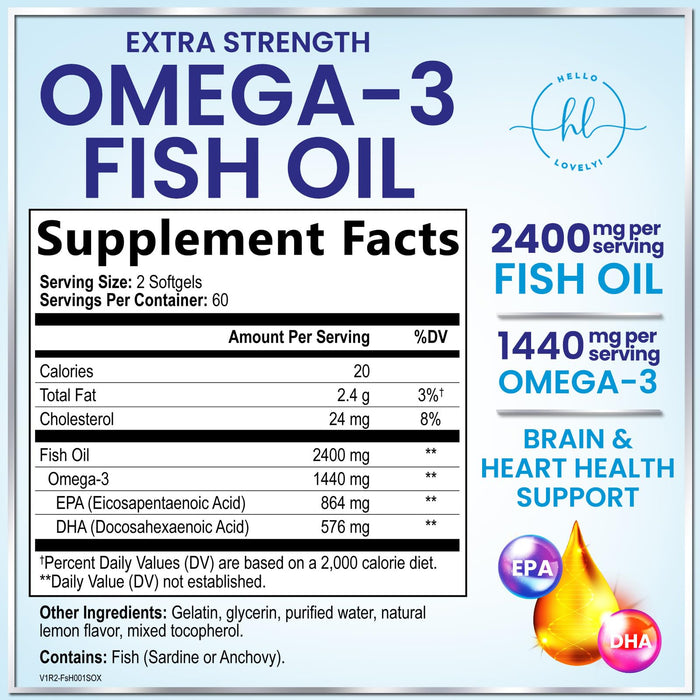Omega-3 Fish Oil – 2400mg – 120 Softgels