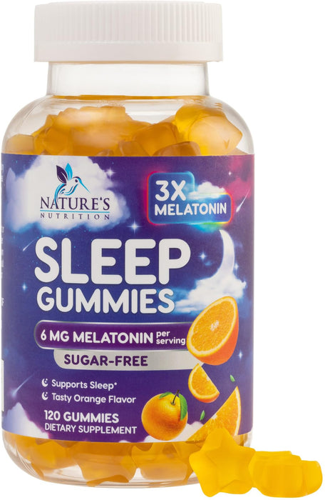 Melatonin Sleep Gummies Sugar Free - 6 mg Melatonin Sleep Gummies for Adults, Extra Strength Sleeping Gummy Supplements, Occasional Sleeping Support Supplement, 6mg Gomitas para Dormir - 120 Count