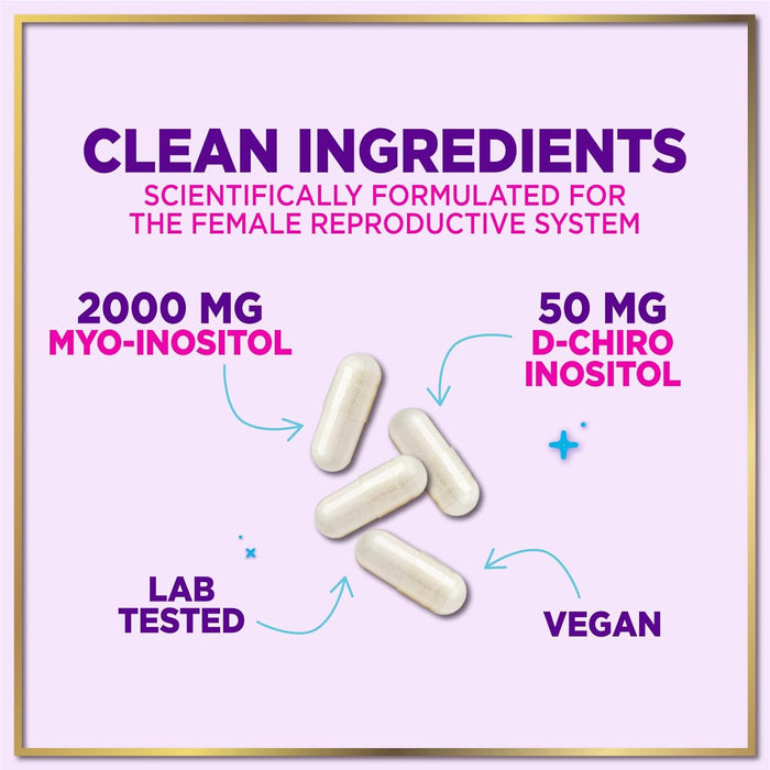 Myo-Inositol & D-Chiro Inositol Supplement 2000mg - Myoinositol with Ideal 40:1 Ratio - Fertility Supplements for Women for Ovarian Health & Hormone Balance Support, Bottled in the USA - 120 Capsules