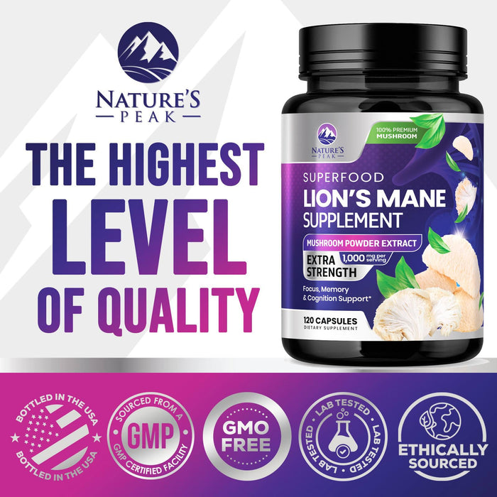 Lions Mane Mushroom Capsules 10,000mg – 120 Count