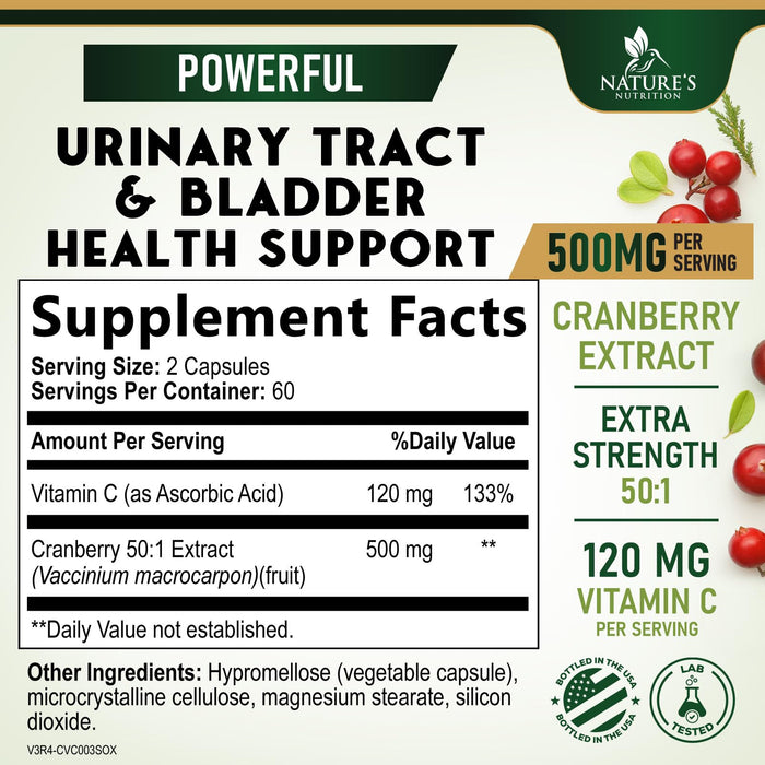 Cranberry Pills for Women – 500mg – 120 Capsules