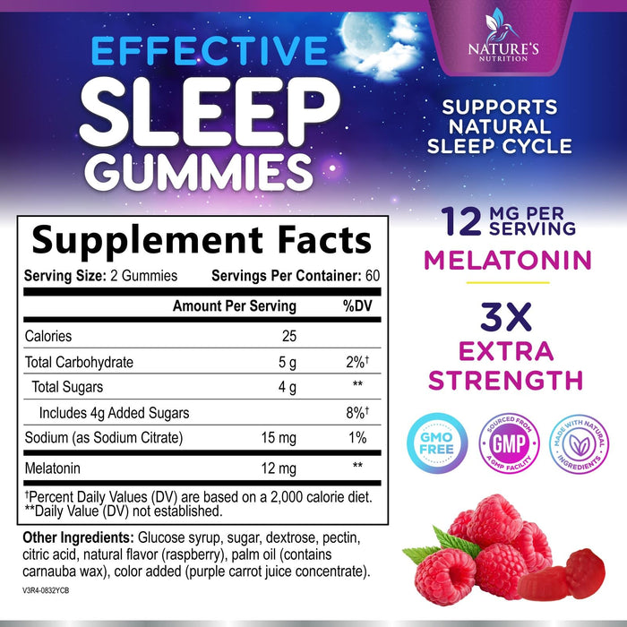 Sleep Gummies with Melatonin – 12mg – 120 Gummies