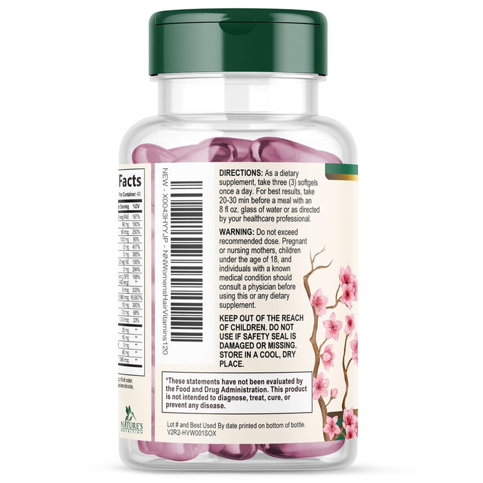 Hair Vitamins Biotin 5000 mcg Collagen for Hair Skin and Nails Vitamin Nature's – 120 Softgels