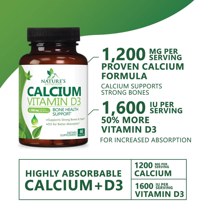 Calcium with Vitamin D – 1200mg – 60 Tablets