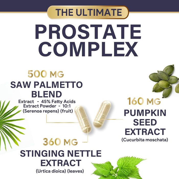 Prostate Support Supplement for Men's Health - Formula with Extra Strength Saw Palmetto, Beta Sitosterol, Lycopene - Supports Prostate & Urinary Health - Non-GMO, Gluten Free Supplement