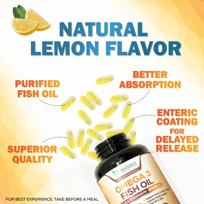 Omega-3 Fish Oil – 2400mg – 180 Softgels