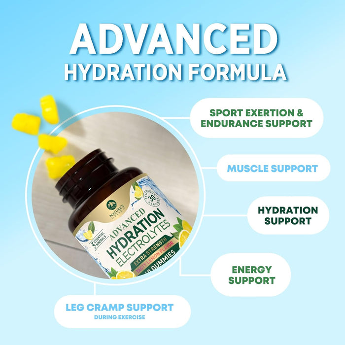 Hydration Electrolyte Gummies - Daily Liquid Replenisher Gummy - Electrolyte Multiplier with Minerals, Potassium & Real Salt - Vegan, Non-GMO - Tasty Lemon Flavor Hydration Electrolytes