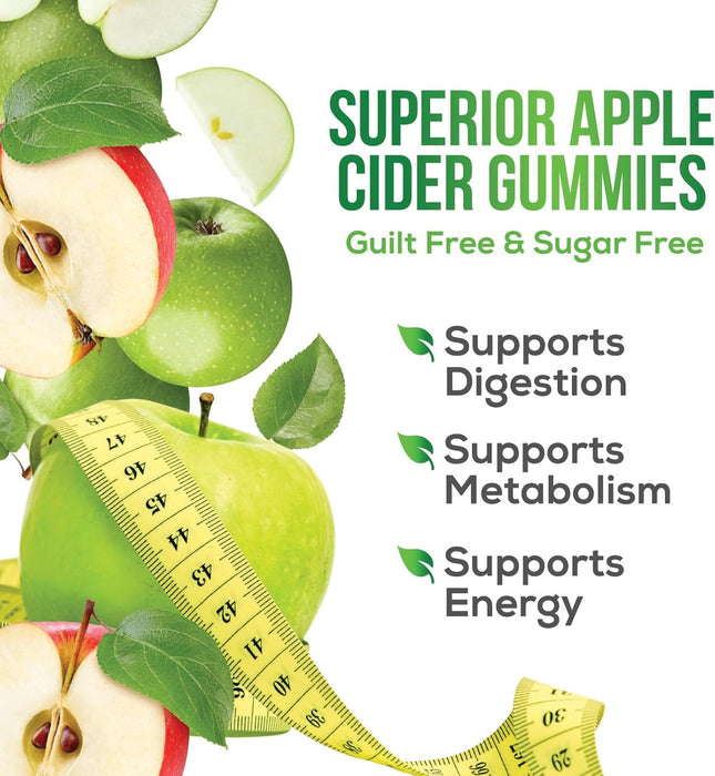 Vegan Apple Cider Vinegar Gummies | 120 Count | ACV Supplement, Advanced Weight Loss, Belly Fat Burn, Detox & Cleanse, Natural Apple Flavor, Non-GMO, Gluten Free Gummy for Adults