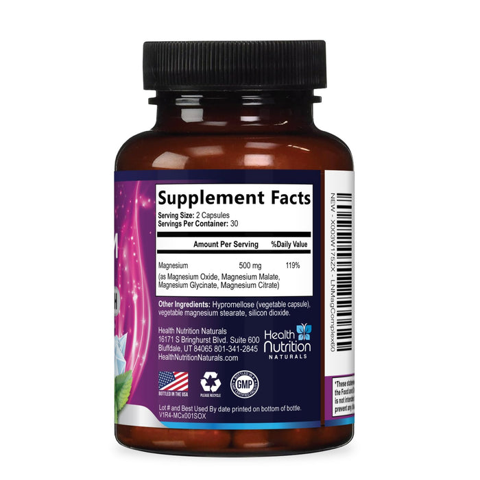 Magnesium Complex Capsules 500 mg with Oxide – 60 Capsules