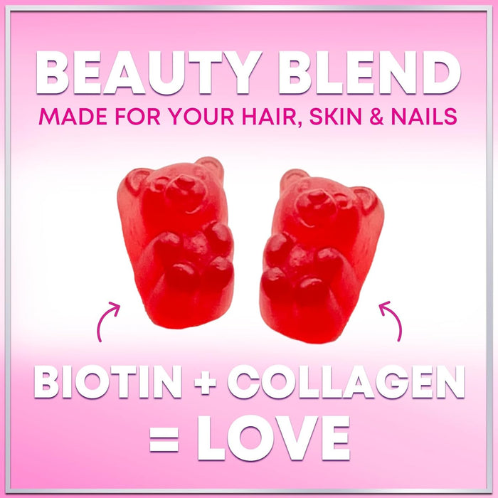 Collagen Peptides Gummies for Women & Men - Collagen Protein with Biotin, Extra Strength Hydrolyzed Collagen Peptides Gummy Supplement for Hair, Skin & Nails & Joint Support, Non-GMO