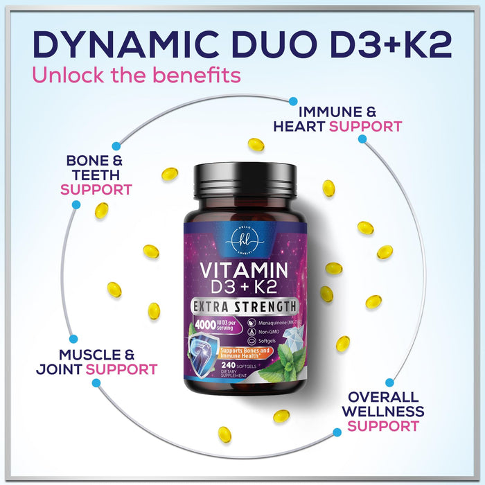 Vitamin D3 K2 – 5000 IU – 240 Softgels