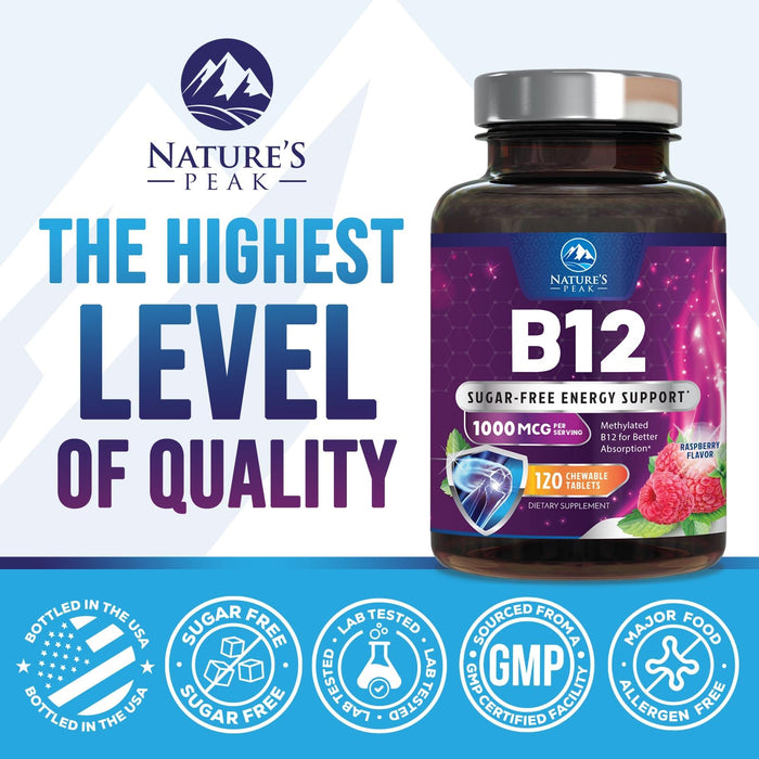 Vitamin B12 1000 mcg (Methylcobalamin) Super B 12 Complex – 120 Day Supply