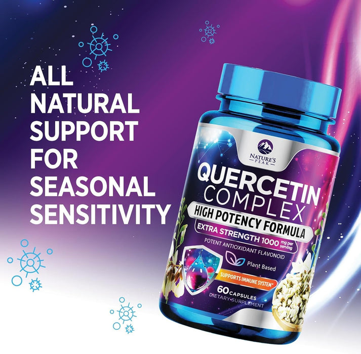 Nature's Peak Quercetin - 1050mg Supplement with Bromelain, Zinc & Bioflavonoids, Immune Health Support, Extra Strength Quercetin & Bromelain 1000mg - Non-GMO, Vegan & Gluten Free
