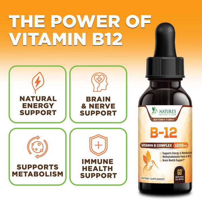 Vegan B-12 Vitamin Drops (Methylcobalamin) Super B Complex – 2 Fl Oz