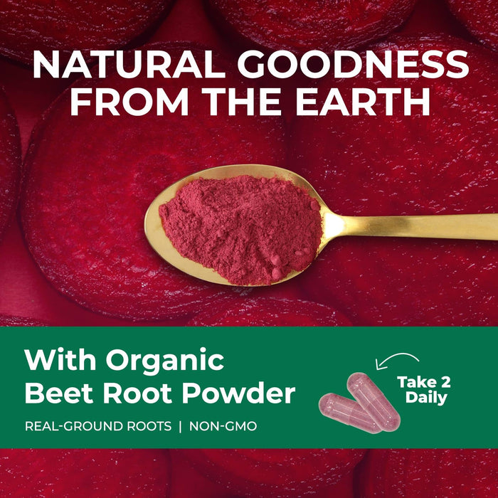Beet Root Capsules 1300mg - Extra Strength Red Beetroot Powder Supplement â€“ Supports Nitric Oxide Production, Heart Health & Natural Energy â€“ Non-GMO, Vegan, Gluten Free â€“ 120 Veggie Capsules