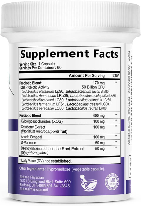 Vaginal Probiotic – 50 Billion CFU – 60 Capsules