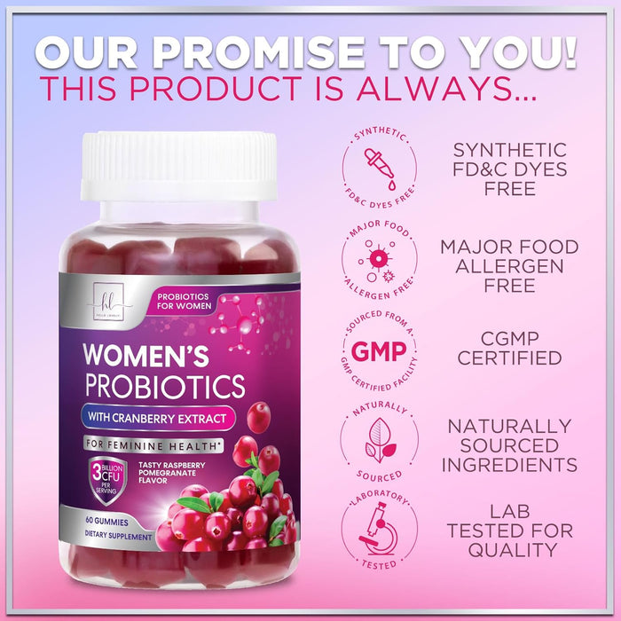 Hello Lovely! Probiotics for Women - Multi Strain Womens Probiotic Gummy w/Cranberry for Vaginal, Digestive, pH & Immune Health Support, 3 Billion CFU Prebiotic & Probiotic Supplement